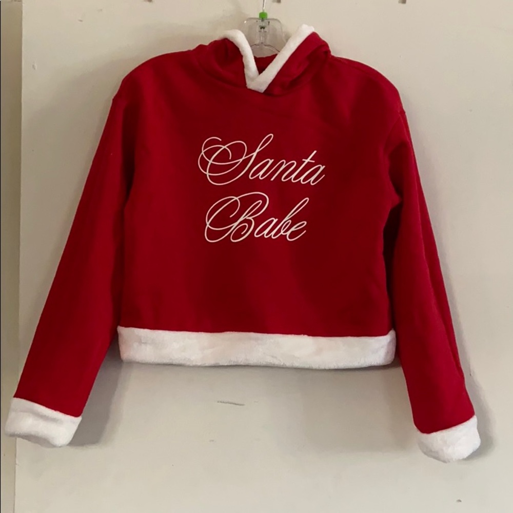 H&M Santa Christmas Sweater Hoodie Crop Top XS